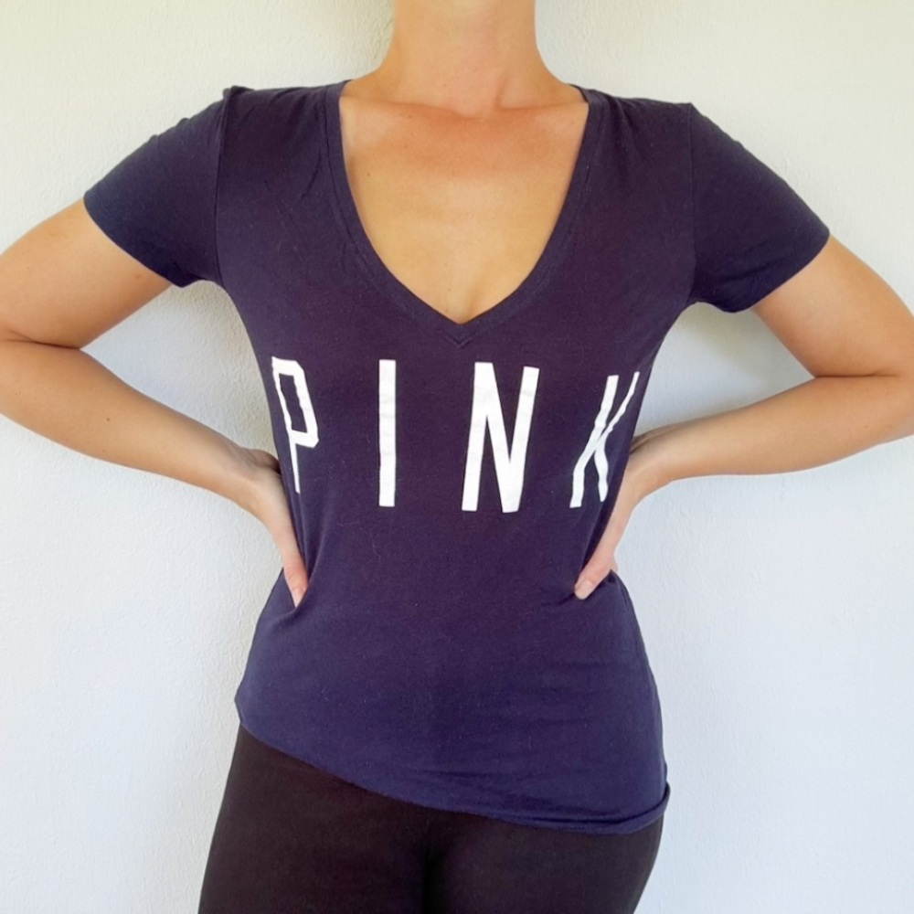 PINK Victoria’s Secret 5th & Ocean Tampa Bay Rays MLB navy blue v-neck tee small
